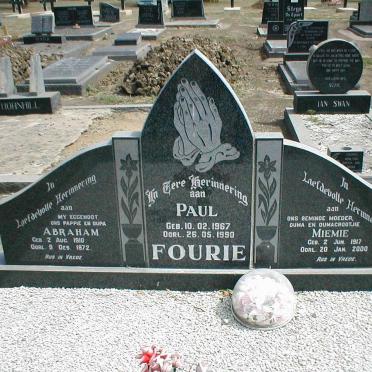 FOURIE Abraham 1910-1972 &amp; Miemie 1917-2000 :: FOURIE Paul 1967-1990