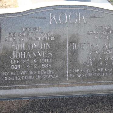 KOCK Solomon Johannes 1903-1986 &amp; Bertha Alfreda LUBKE 1913-1982