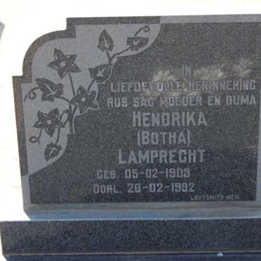 LAMPRECHT Hendrika nee BOTHA 1903-1992