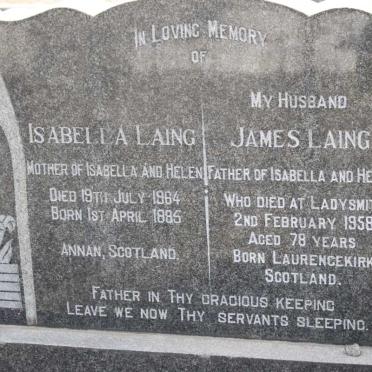 LAING James -1958 &amp; Isabella 1885-1964