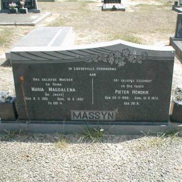 MASSYN Pieter Hendrik 1900-1970 &amp; Maria Magdalena DE JAGER 1901-1982