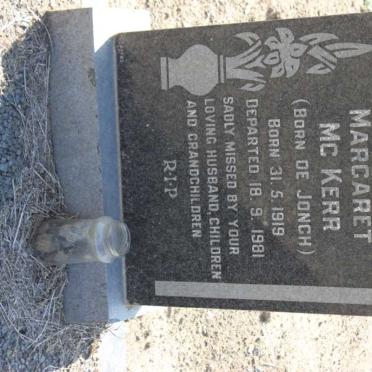 Mc KERR Margaret nee DE JONGH 1919-1981