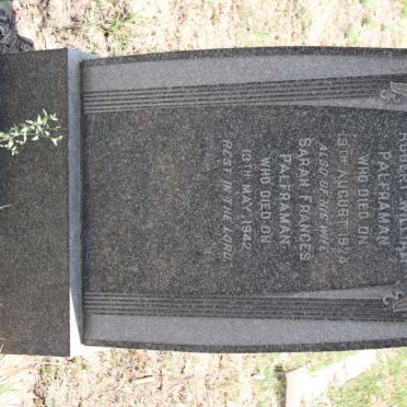 PALFRAMAN Robert William -1924 &amp; Sarah Frances -1942