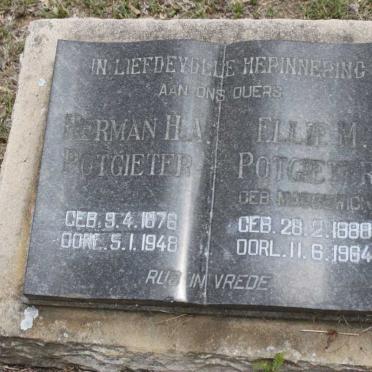 POTGIETER H.A. 1876-1948 &amp; Ellie M. nee MARNEWICK 1888-1964