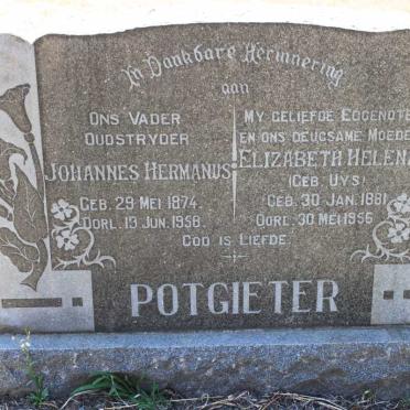 POTGIETER Johannes Hermanus 1874-1958 &amp; Elizabeth Helena UYS 1881-1956