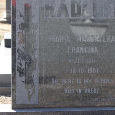 RADLOFF Maria Magdalena Francina 1917-1987