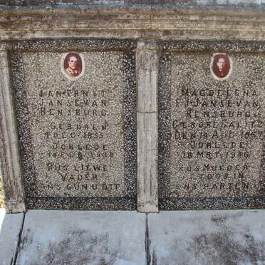 RENSBURG Jan Ernst Janse van 1855-1930 &amp; Magdelena F.J. CALITZ 1857-1946