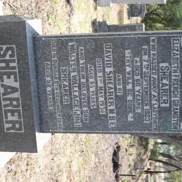 SHEARER David -1934 &amp; Elizabeth French Granston -1923 :: SHEARER Walter Wallace -1946