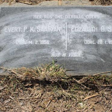 SAAIMAN Evert P.K. 1888-1956 &amp; Elizabeth B. 1893-1958