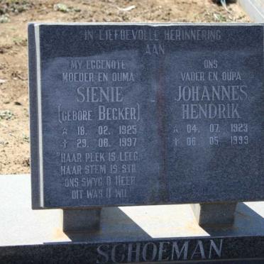SCHOEMAN Johannes Hendrik 1923-1999 &amp; Sienie BECKER 1925-1997