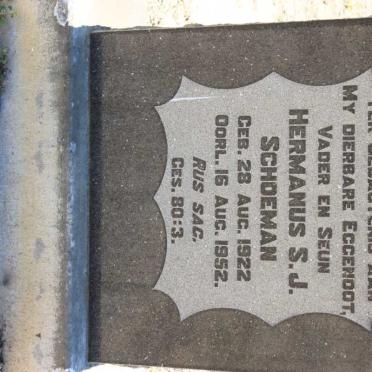 SCHOEMAN Hermanus S.J. 1922-1952