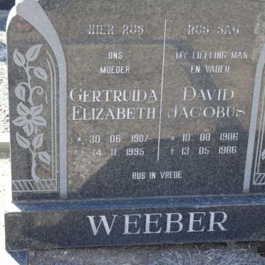 WEEBER David Jacobus 1906-1986 &amp; Gertruida Elizabeth 1907-1995