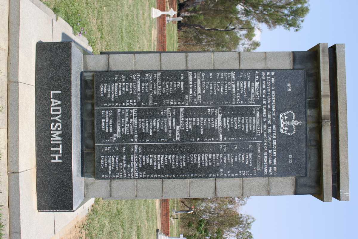 MEMORIAL TO BRITISH SOLDIERS 1899-1902