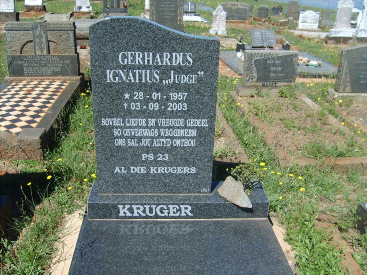 KRUGER Gerhardus Ignatius 1957-2003