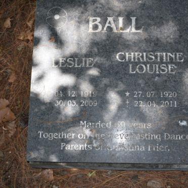 BALL Leslie 1919-2009 &amp; Christine Louise 1920-2011