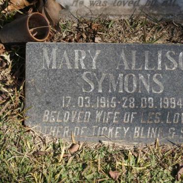 SYMONS Gladys -1938 :: SYMONS Michael Laidman -1959 :: SYMONS Mary Allison 1915-1994