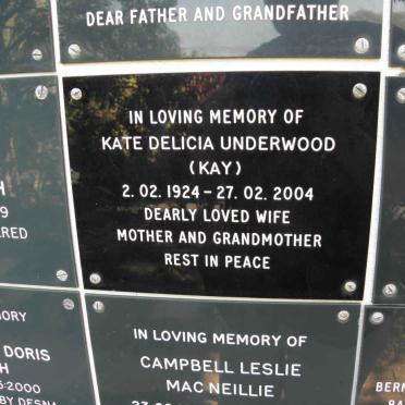 UNDERWOOD Kate Delicia 1924-2004