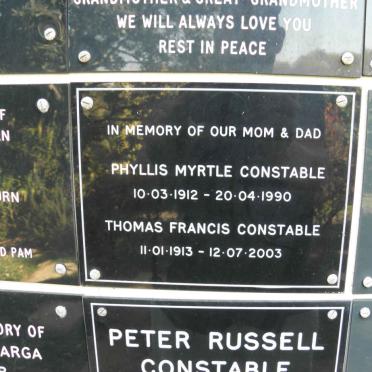 CONSTABLE Thomas Francis 1913-2003 &amp; Phyllis Myrtle 1912-1990