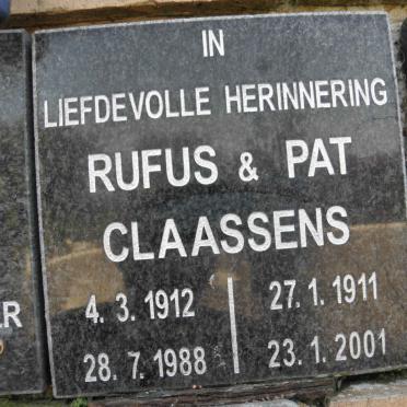 CLAASEN Rufus 1912-1988 &amp; Pat 1911-2011