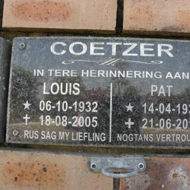 COETZER Louis 1932-2005 &amp; Pat 1935-2011