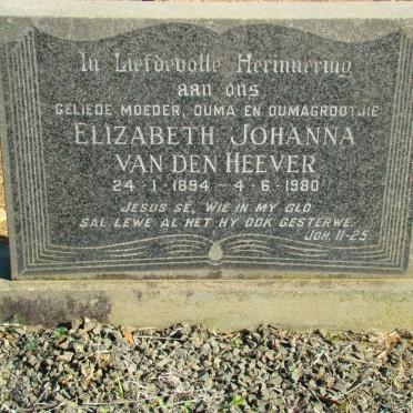 HEEVER Elizabeth Johanna, van den 1894-1980