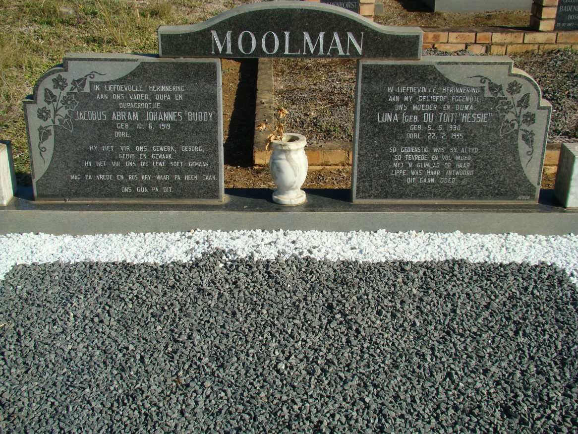 MOOLMAN Jacobus Abram Johannes 1919- &amp; Luna DU TOIT 1930-1995