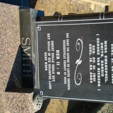 SMITH Alfred Victor 1935-1995 &amp; Mona VAN NIEKERK voorheen SWANEPOEL nee HARRIS 1931-2004