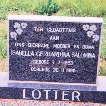 LOTTER Isabella Gerhardina Salomina 1823-1990