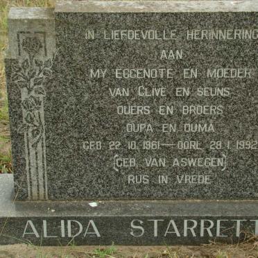 STARRETT Alida nee VAN ASWEGEN 1961-1992