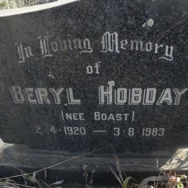 HOBDAY Beryl nee BOAST 1920-1983