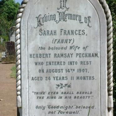 PECKHAM Sarah Frances -1907