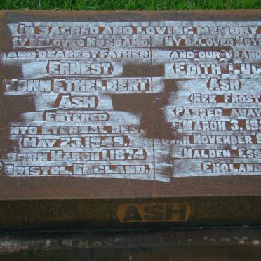 ASH Ernest John Ethelbert 1874-1949 &amp; Edith Lucy FROST 1873-1955