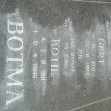 BOTMA Gert 1910-1984 &amp; Kotie BOTMA 1911-1985