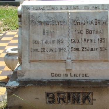 BRINK Marthinus Beyers 1851-1942 &amp; Johanna BOTHA 1851-1934