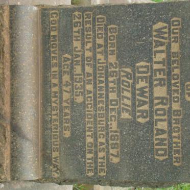DEWAR Walter Roland 1887-1935