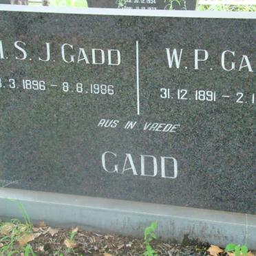 GADD M.S.J. 1896-1986 &amp; W.P. 1891-1980
