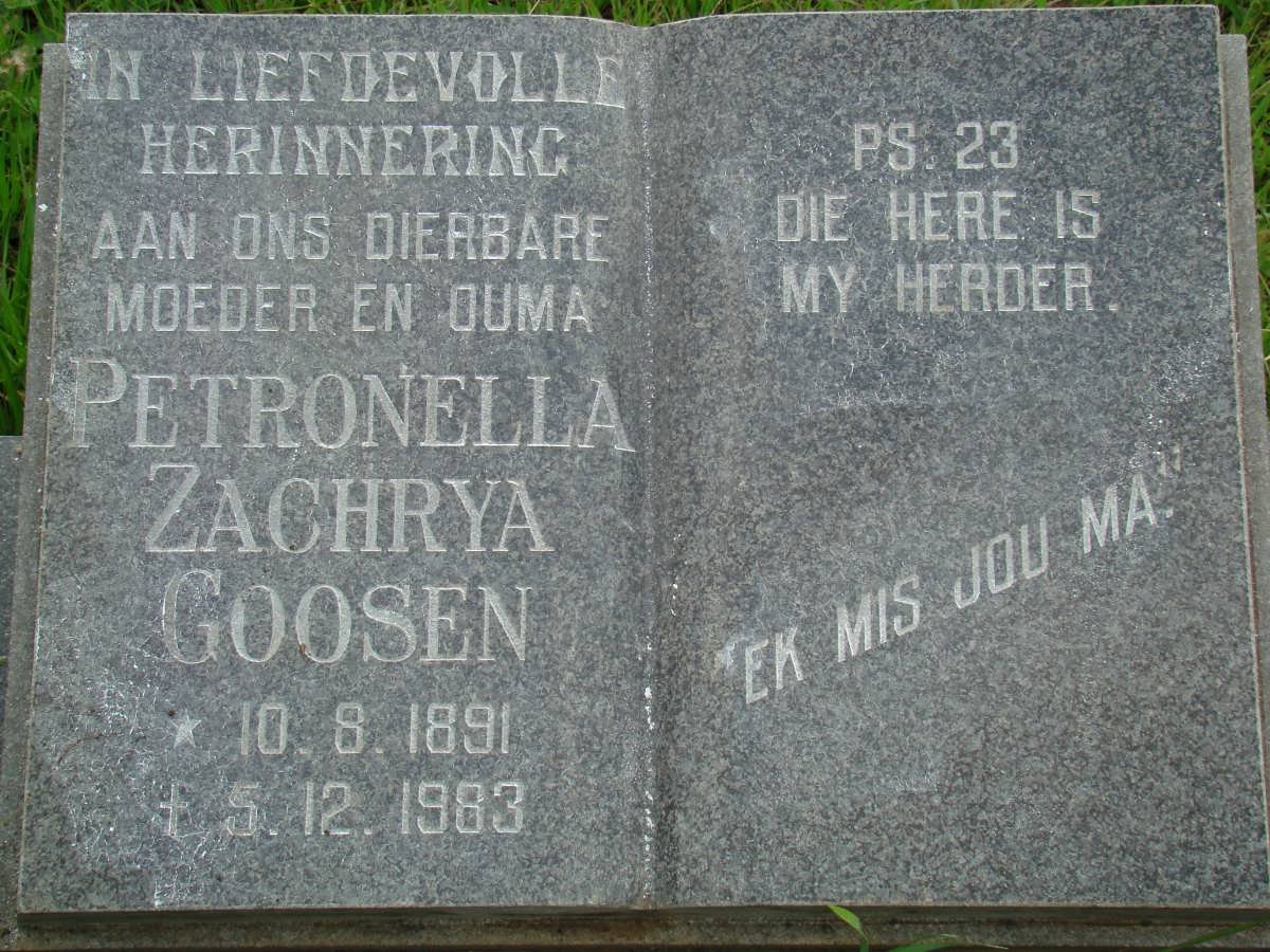 GOOSEN Petronella Zachrya 1891-1983