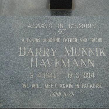 HAVEMANN Barry Munnik 1946-1994