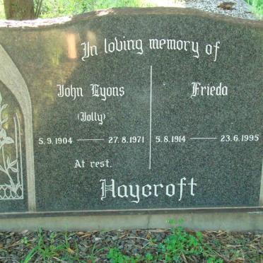 HAYCROFT John Lyons 1904-1971 &amp; Frieda 1914-1995