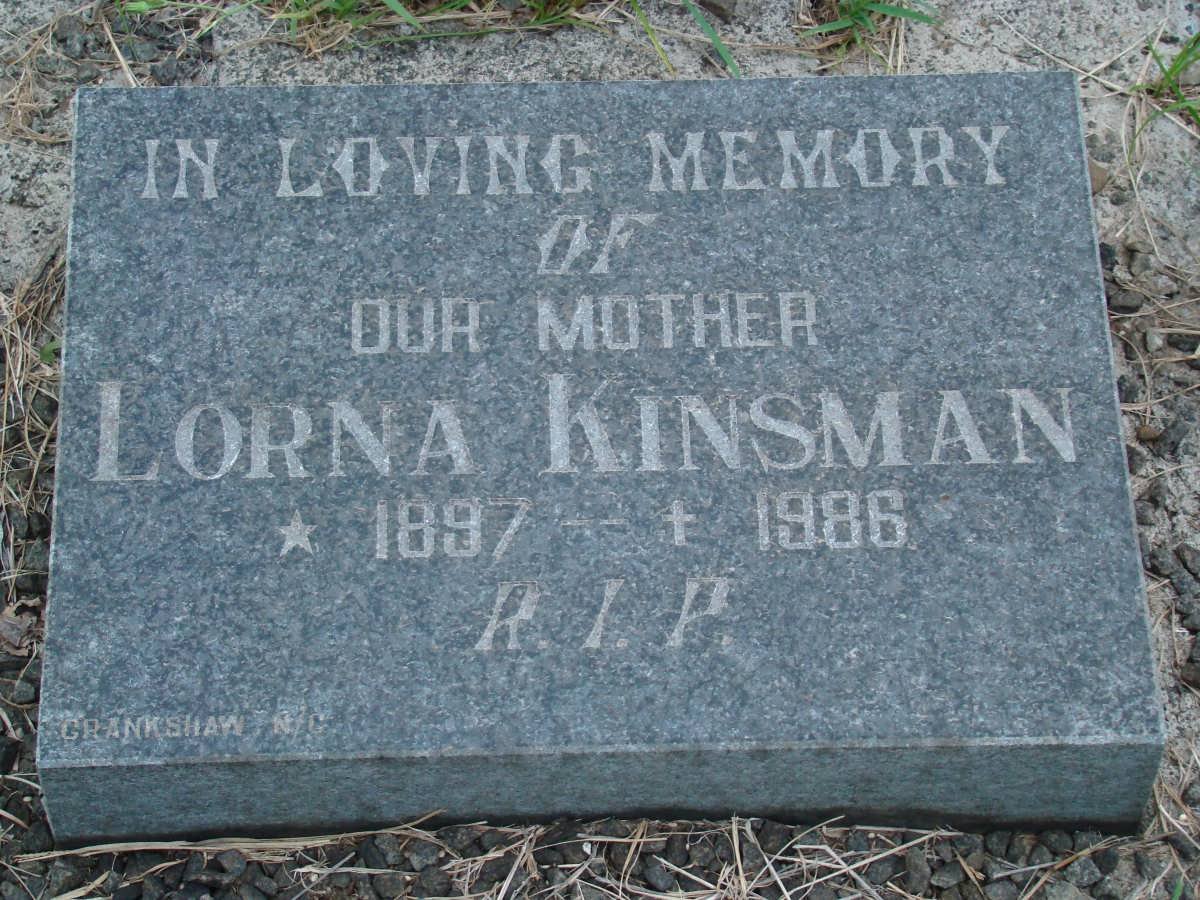 KINSMAN Lorna 1897-1986