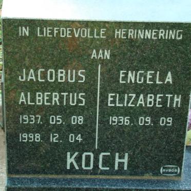 KOCH Jacobus Albertus 1937-1998 &amp; Engela Elizabeth 1936-