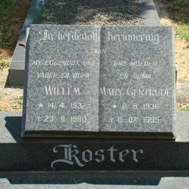 KOSTER Willem 1932-1990 &amp; Mary Gertrude 1936-1995
