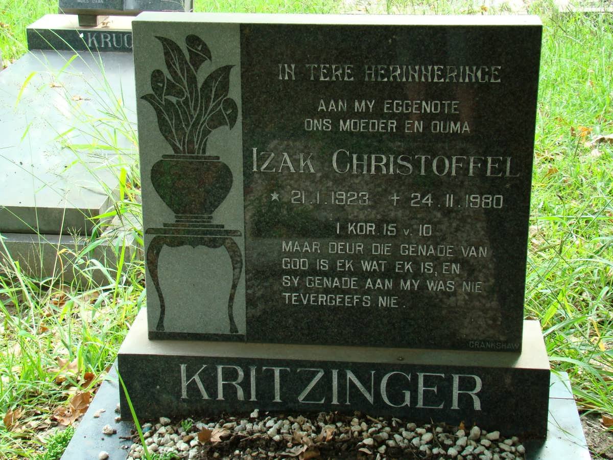 KRITZINGER Izak Christoffel 1923-1980