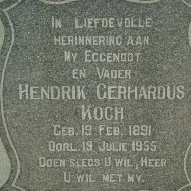 KOCH Hendrik Gerhardus 1891-1955