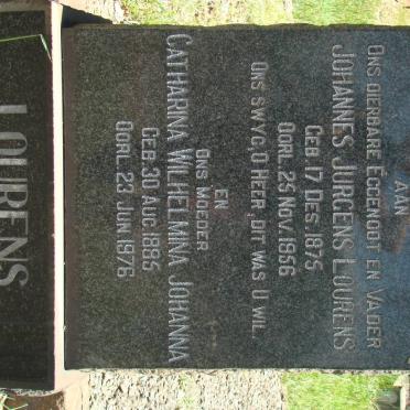 LOURENS Johannes Jurgens 1875-1956 &amp; Catharina Wilhelmina Johanna 1885-1976