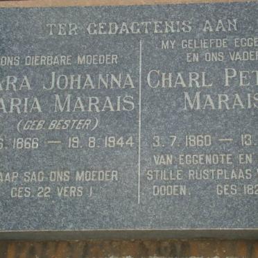 MARAIS Charl Petrus 1860-1939 &amp; Sara Johanna Maria BESTER 1866-1944