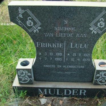 MULDER Frikkie 1919-1985 &amp; Lulu 1921-1978