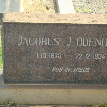 ODENDAAL Jacobus J. 1873-1934