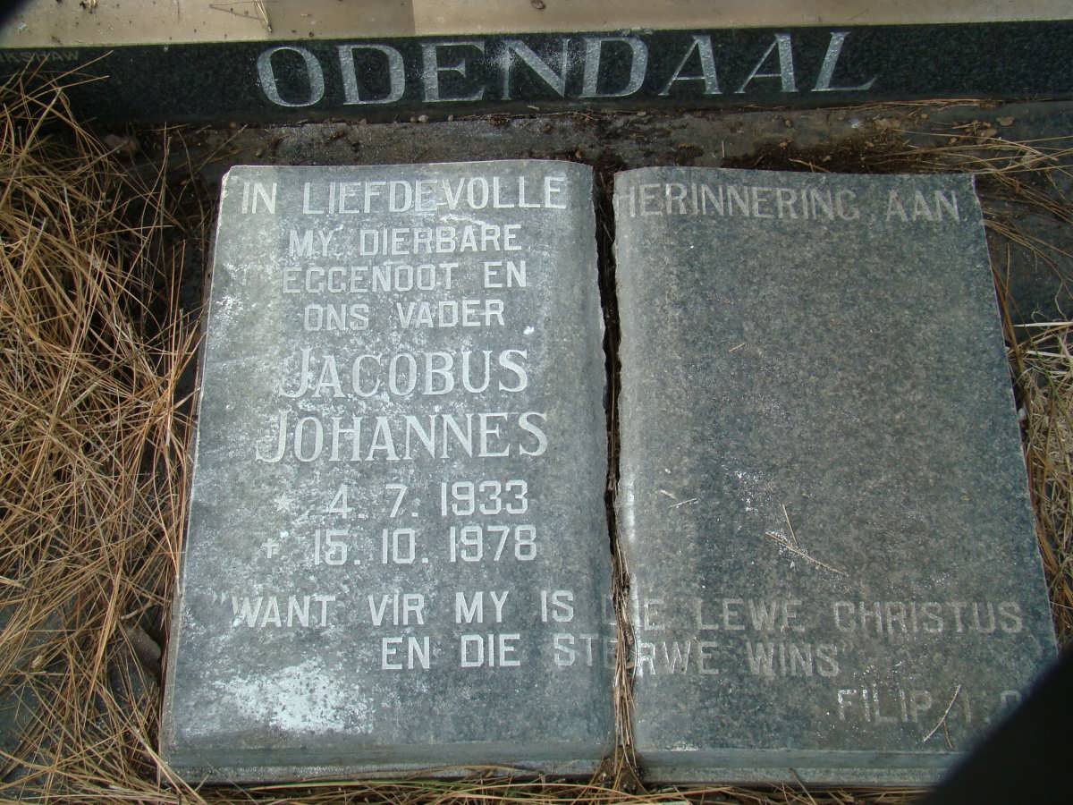 ODENDAAL Jacobus Johannes 1933-1978