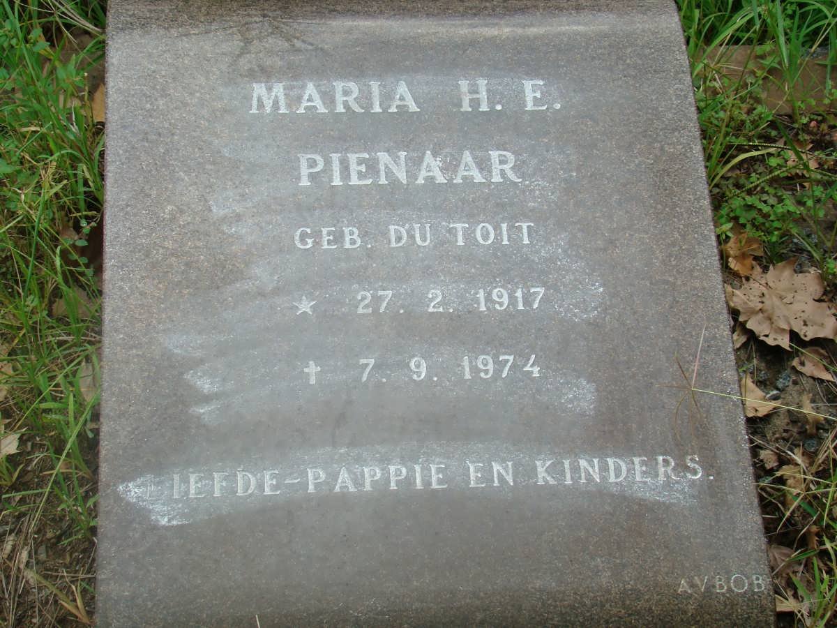 PIENAAR Maria H.E. nee DUT TOIT 1917-1974